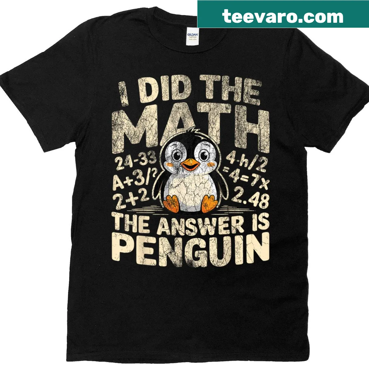 Funny penguin lover t-shirt with the phrase about math and penguins — on a men's t-shirt