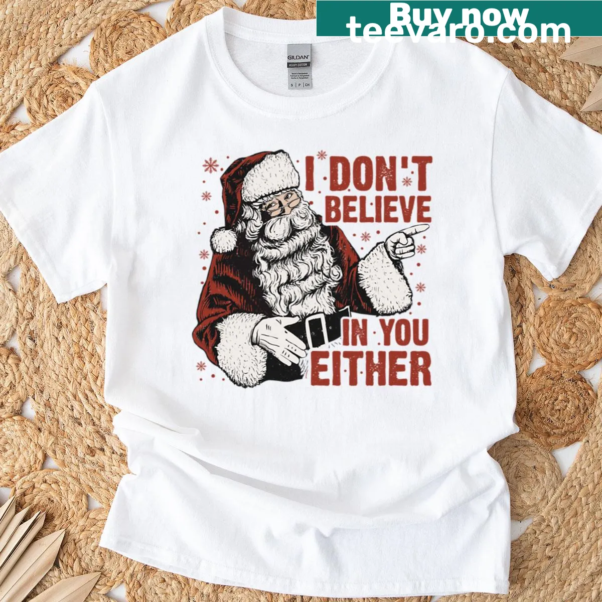 Funny Santa T-shirt with sarcastic holiday phrase — on a men's t-shirt