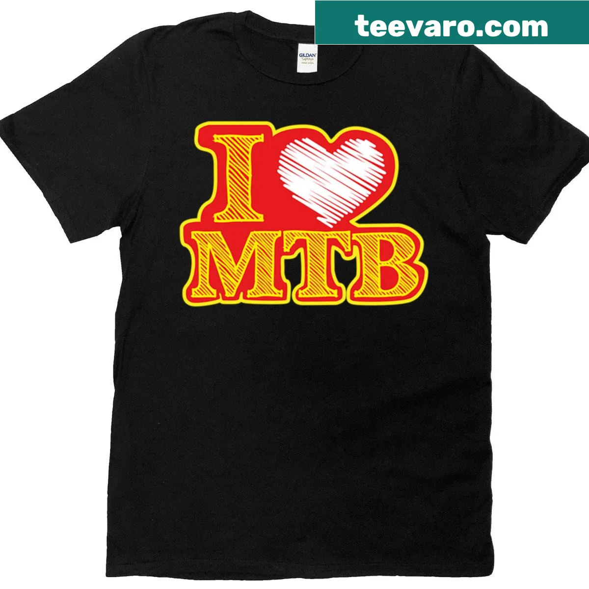 MTB-themed t-shirt expressing love for mountain biking — on a men's t-shirt