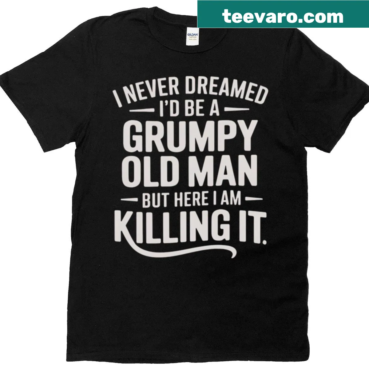 Funny T-shirt with text about being a grumpy old man — on a men's t-shirt