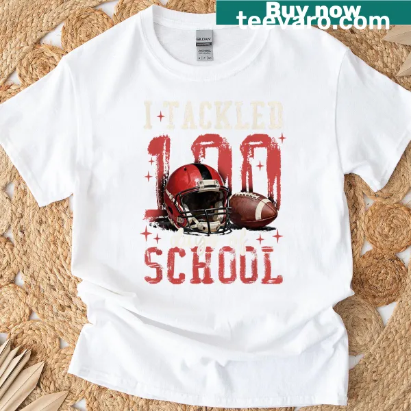 T-shirt celebrating 100 days of school with football theme
