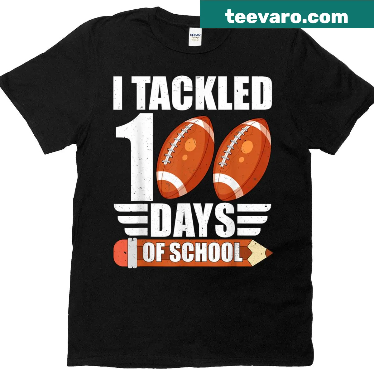 Graphic t-shirt celebrating 100 days of school for teachers — on a men's t-shirt