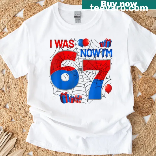 T-shirt with spider web design and text celebrating 7th birthday