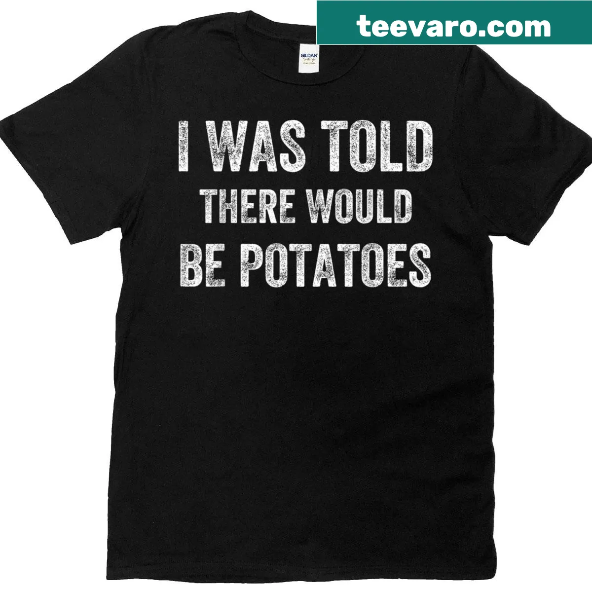 Funny t-shirt with humorous potato phrase — on a men's t-shirt