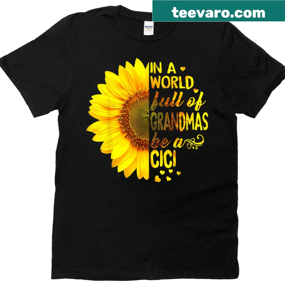 Graphic featuring sunflowers and text about being a unique grandma — on a men's t-shirt