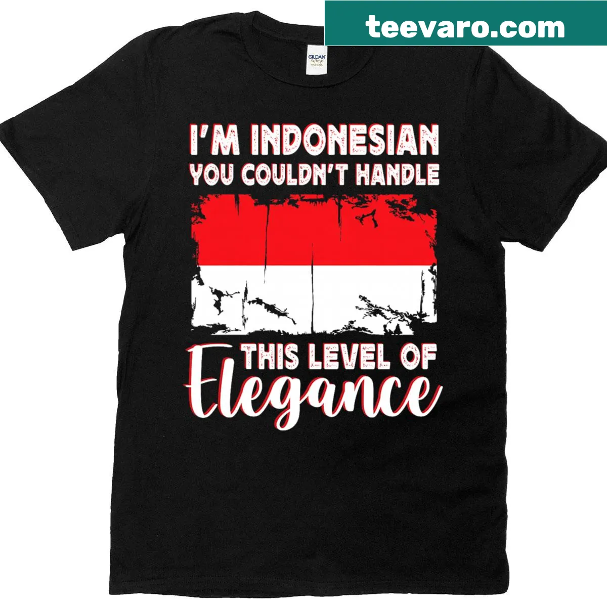 Elegant T-shirt featuring the Indonesian flag design. — on a men's t-shirt
