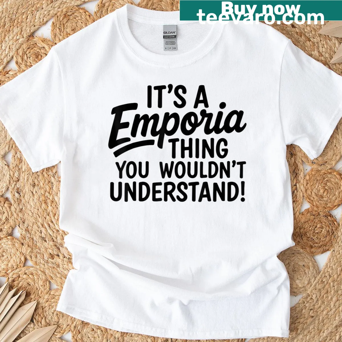 Emporia-themed t-shirt with city saying — on a men's t-shirt