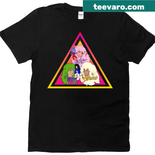 Graphic t-shirt featuring Jem And The Holograms characters The Misfits and The Stingers