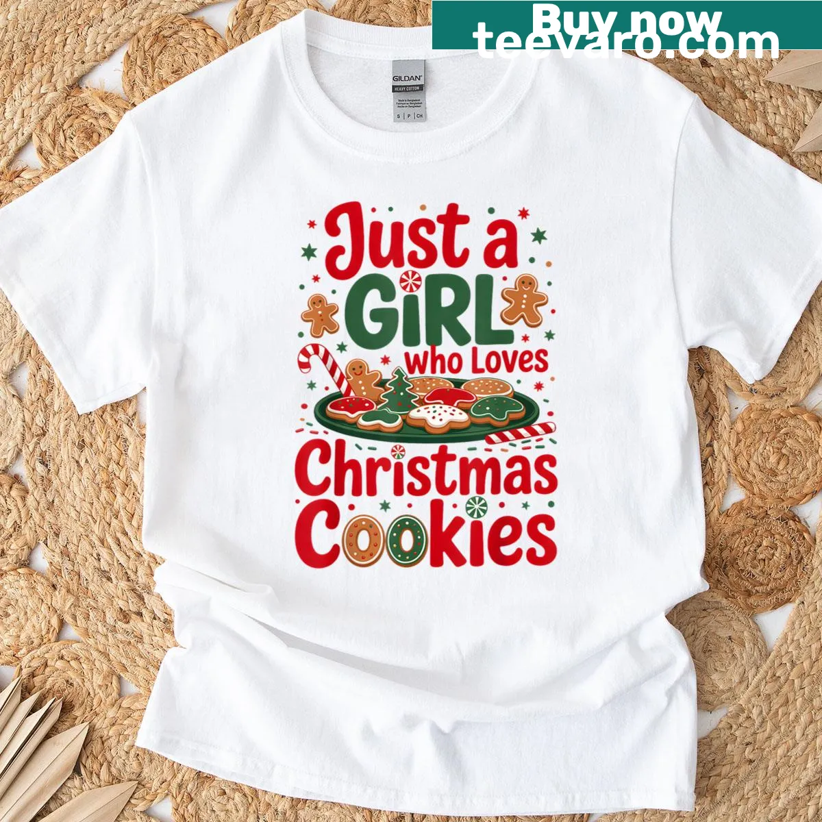 Cute typographic T-shirt about loving Christmas cookies — on a men's t-shirt