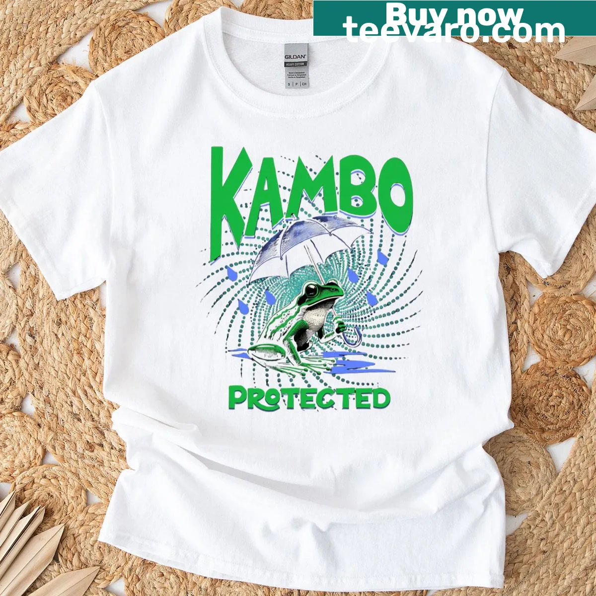 Kambo frog and healing-themed graphic on a T-shirt — on a men's t-shirt
