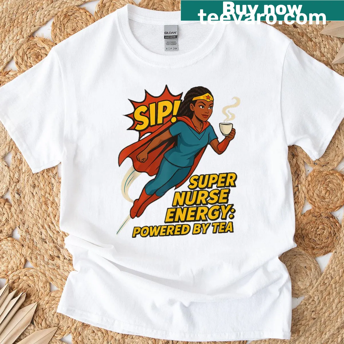 Proud nurse t-shirt featuring superhero theme — on a men's t-shirt
