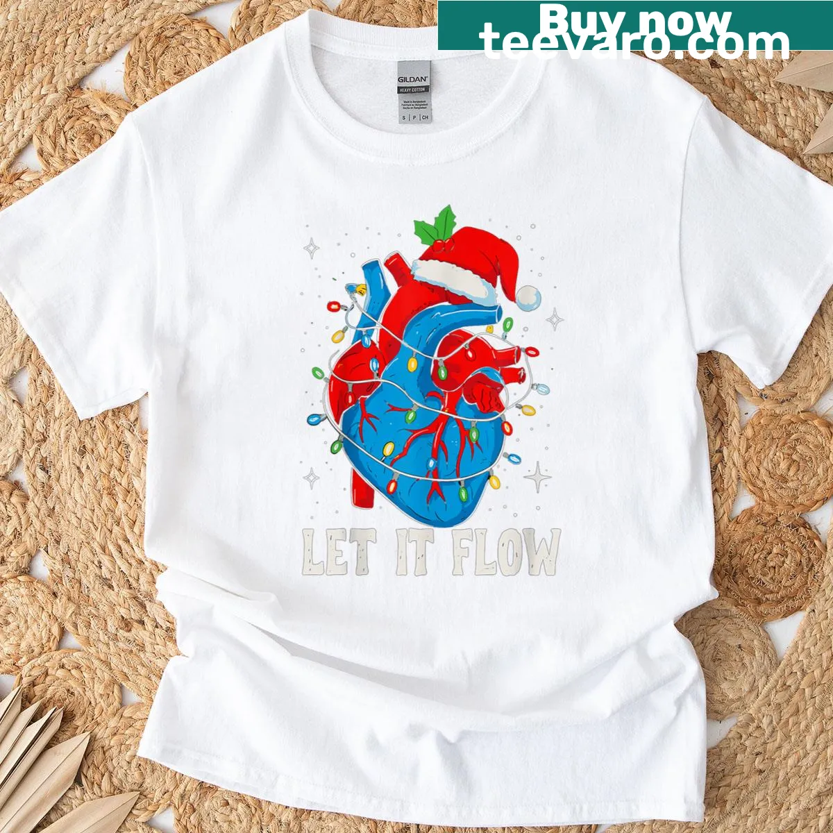 Funny medical holiday T-shirt with heart design and humorous text — on a men's t-shirt