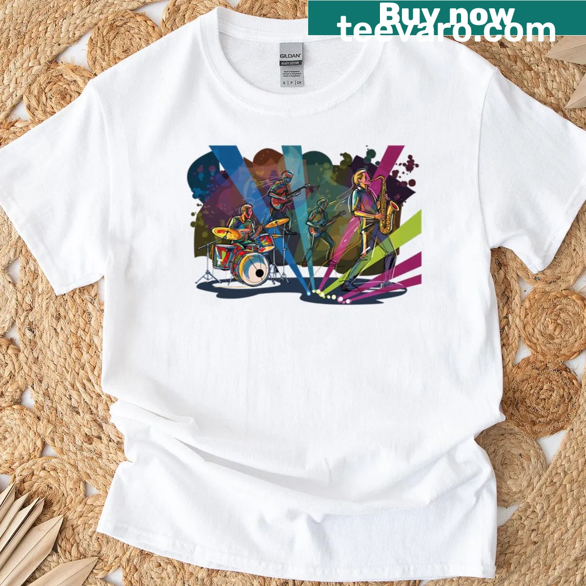 Typography T-shirt featuring the phrase 'Live Rhythm The Show Of Colors' — on a men's t-shirt