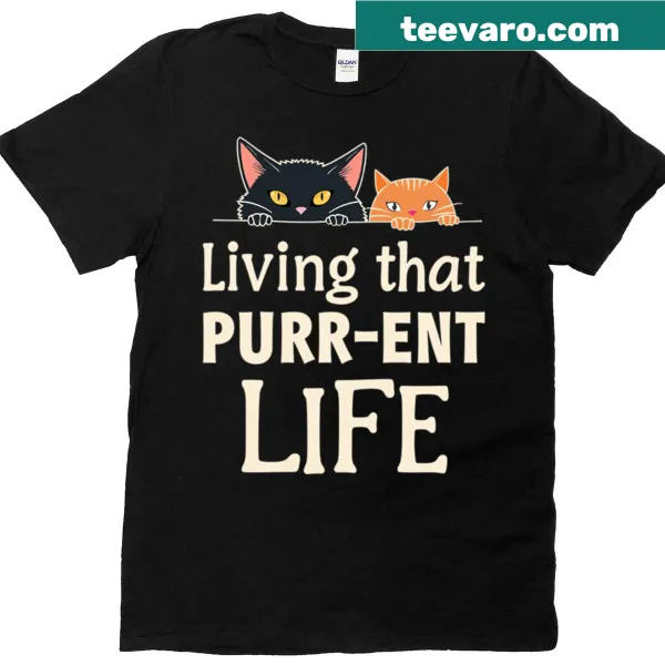 Text on a t-shirt expressing love for being a cat parent