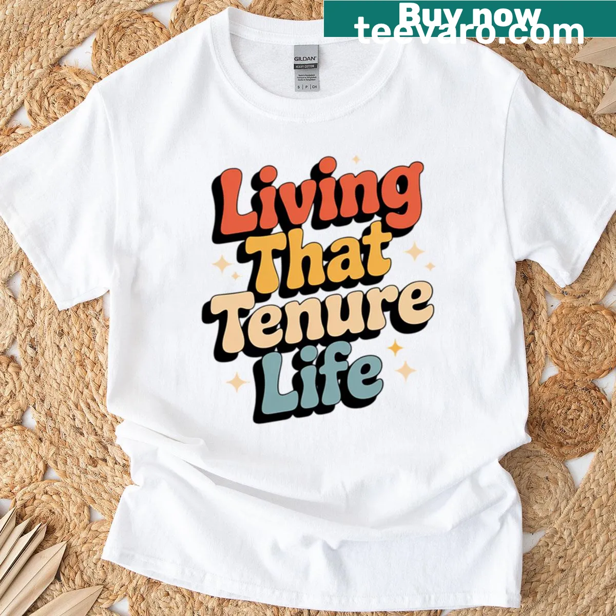 T-shirt celebrating tenured professors and teachers with meaningful text — on a men's t-shirt