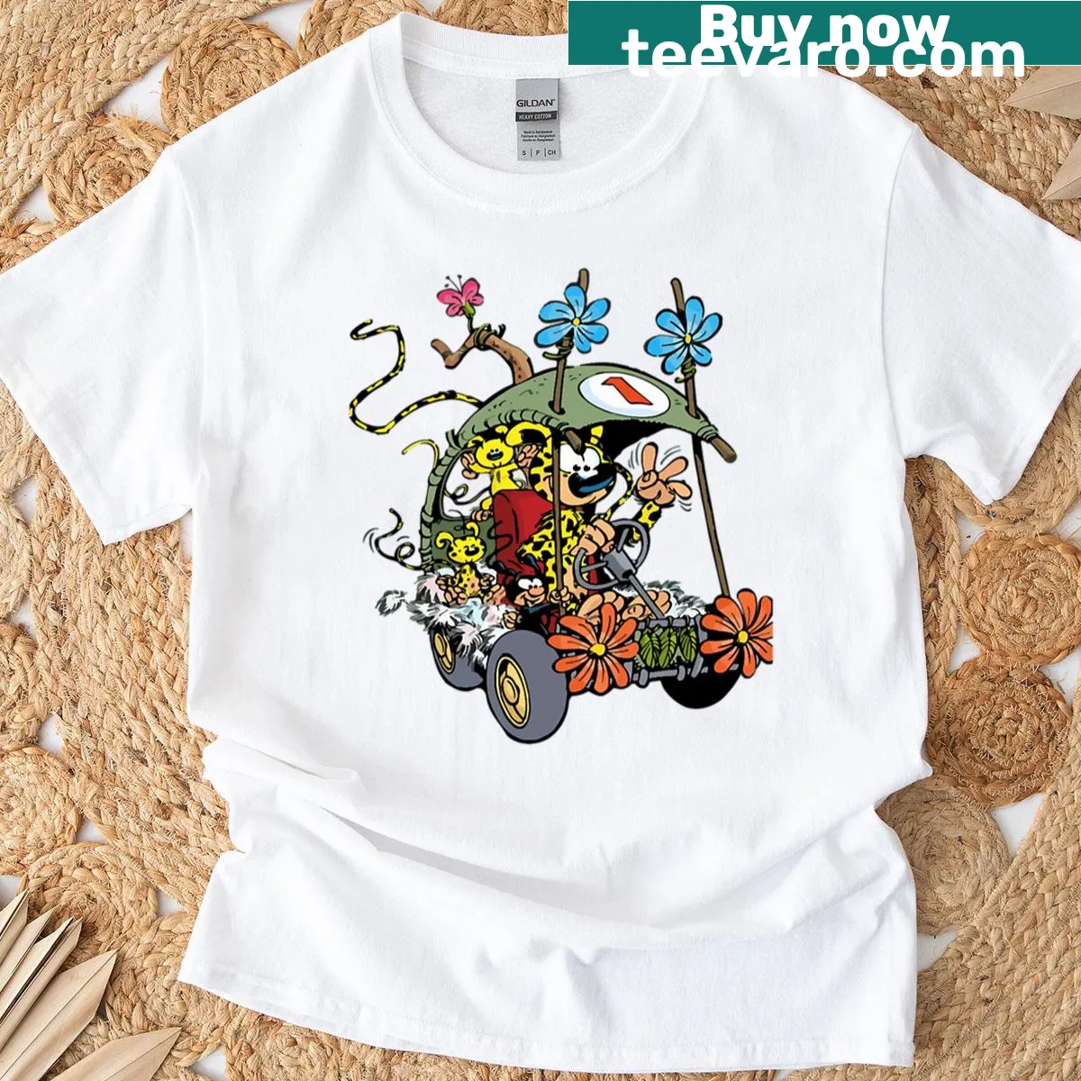 T-shirt featuring Marsupilami comic characters in a fun design — on a men's t-shirt