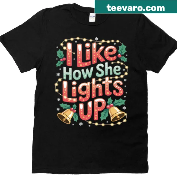 Charming Christmas couple T-shirt with festive design for matching outfits.