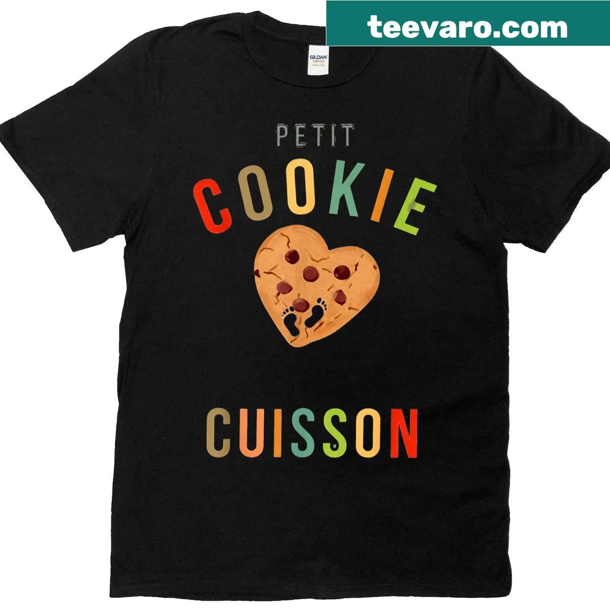 Humorous expectant mother baking cookies graphic t-shirt — on a men's t-shirt