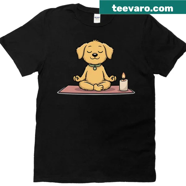 Illustrated Maltipoo in yoga pose on t-shirt