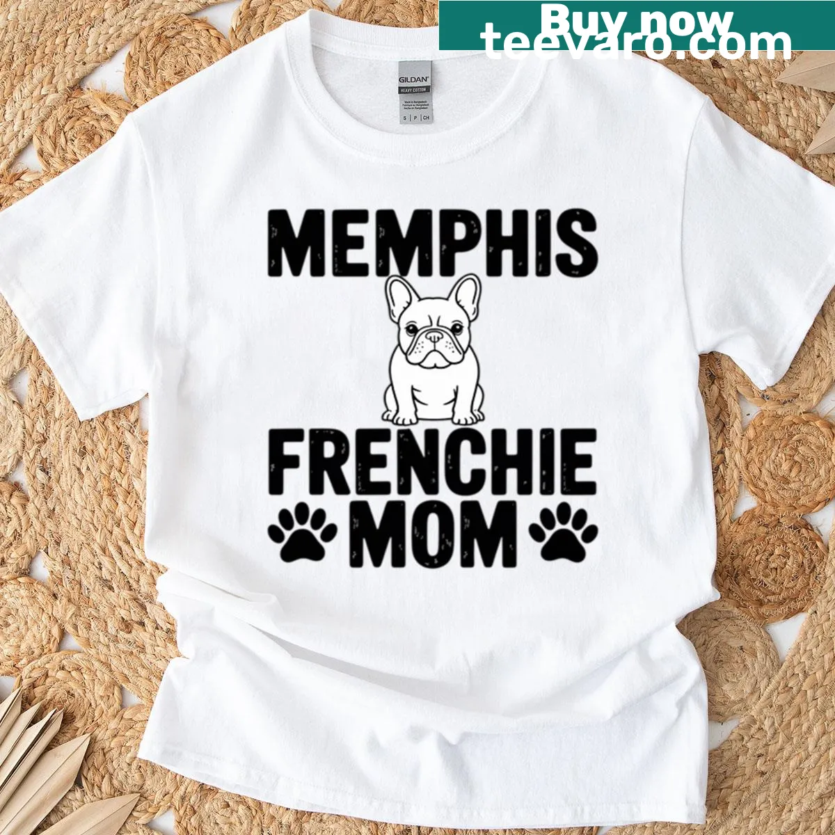Illustration of a French Bulldog with Memphis theme — on a men's t-shirt