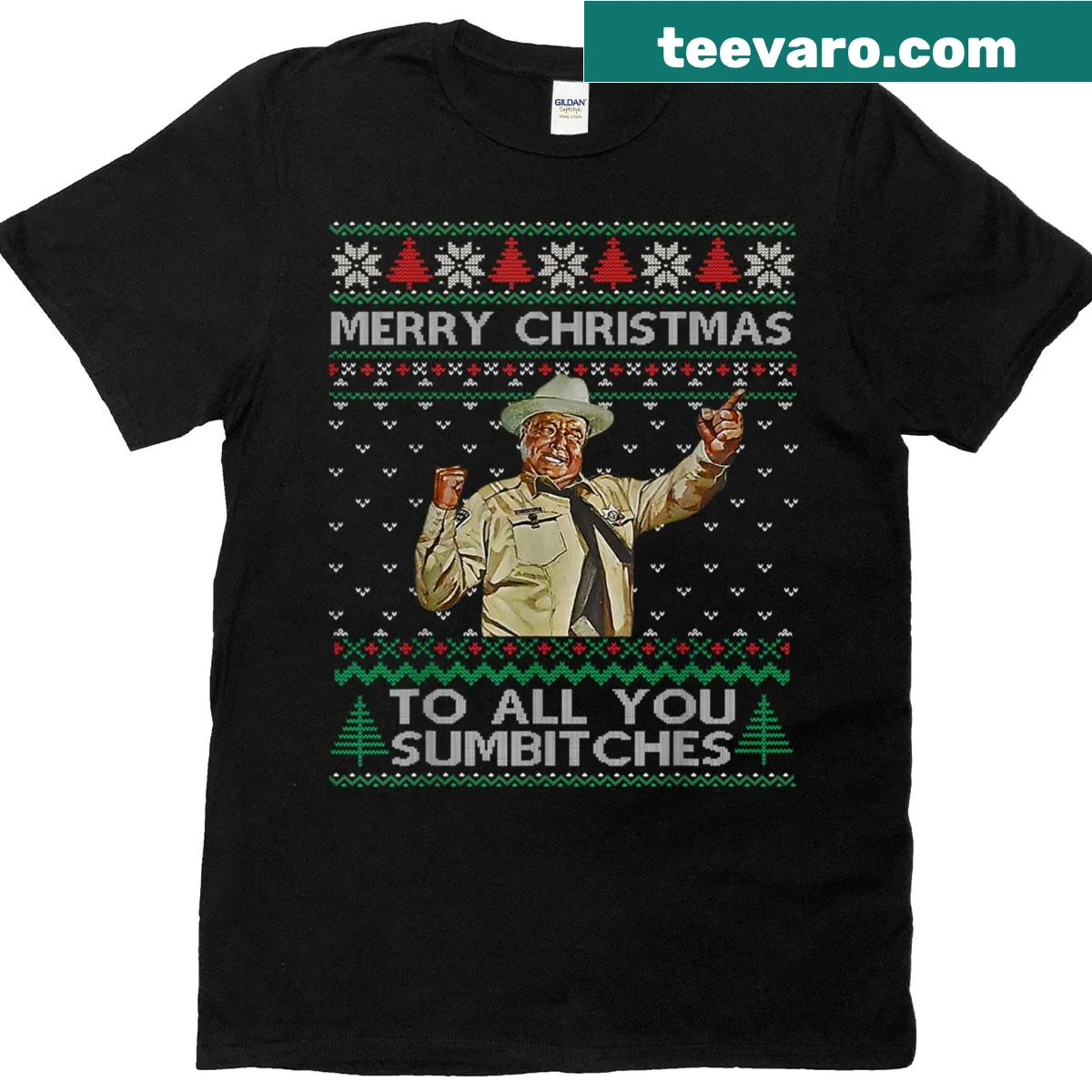 Funny Christmas T-shirt with humorous text for the holiday season — on a men's t-shirt