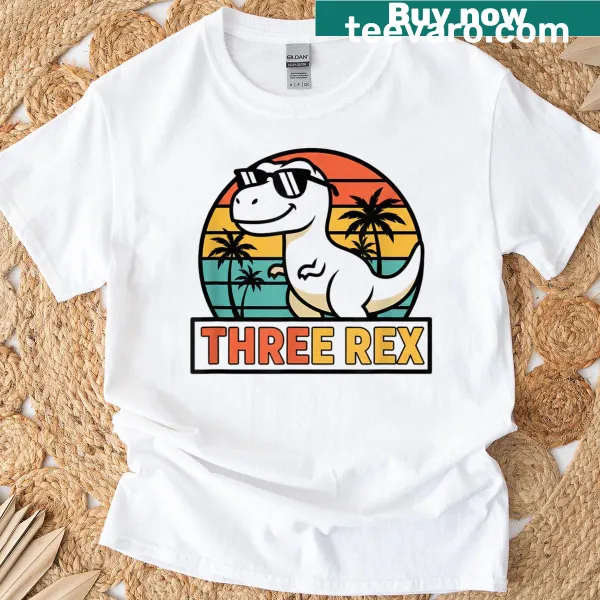 Dinosaur-themed T-shirt for a 3rd birthday with a T-Rex graphic