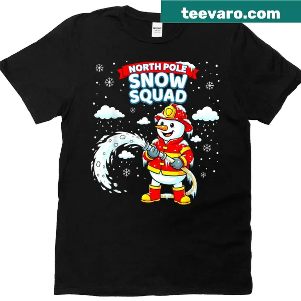 Kids t-shirt featuring a snowman firefighter for Christmas