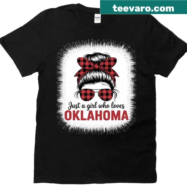 Playful T-shirt with 'I Love Oklahoma' and messy bun graphic
