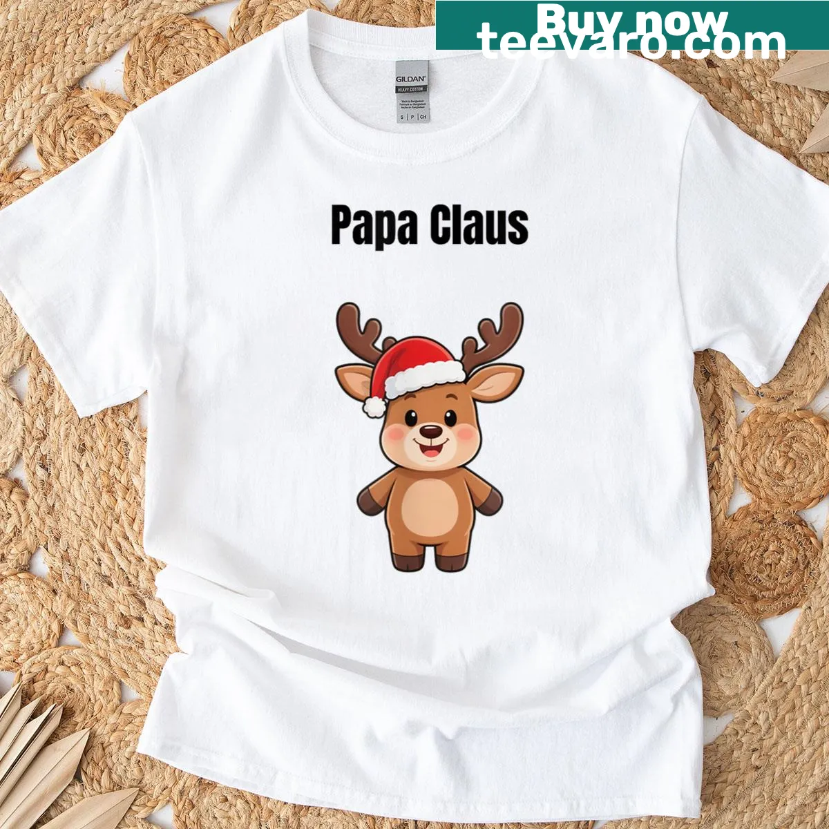 Papa Claus Christmas family matching t-shirt design — on a men's t-shirt