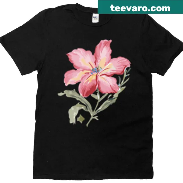 Pink flower t-shirt with vibrant floral illustration