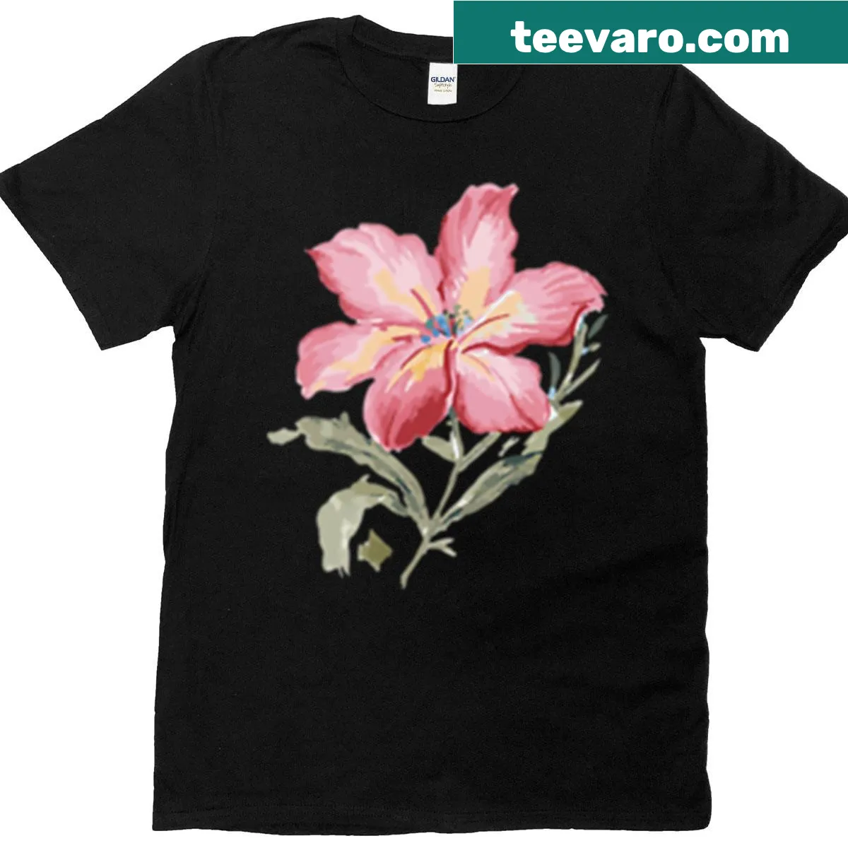 Pink flower t-shirt with vibrant floral illustration — on a men's t-shirt