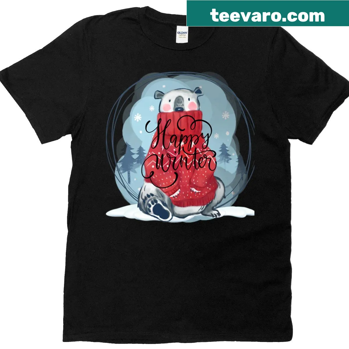 Illustration of a happy polar bear on a T-shirt — on a men's t-shirt