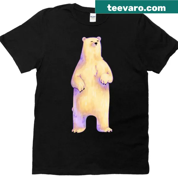 Illustrated polar bear graphic on a t-shirt
