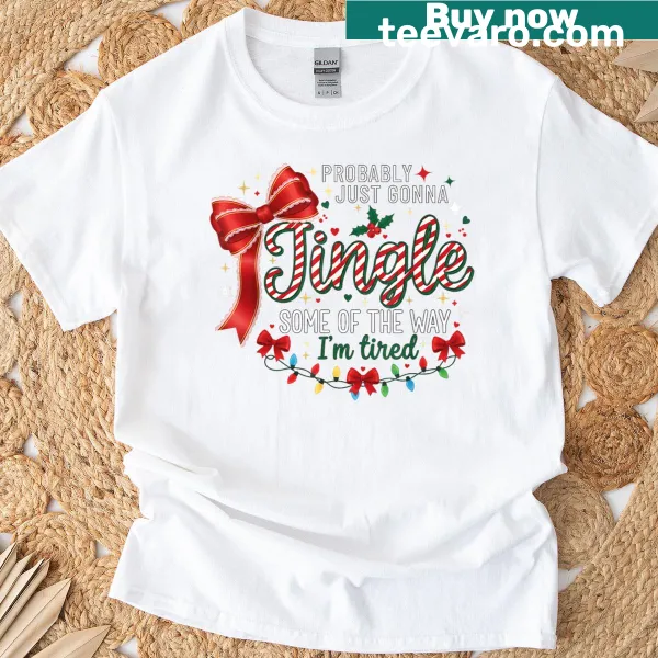 Humorous holiday tee with jingle-themed graphics and text