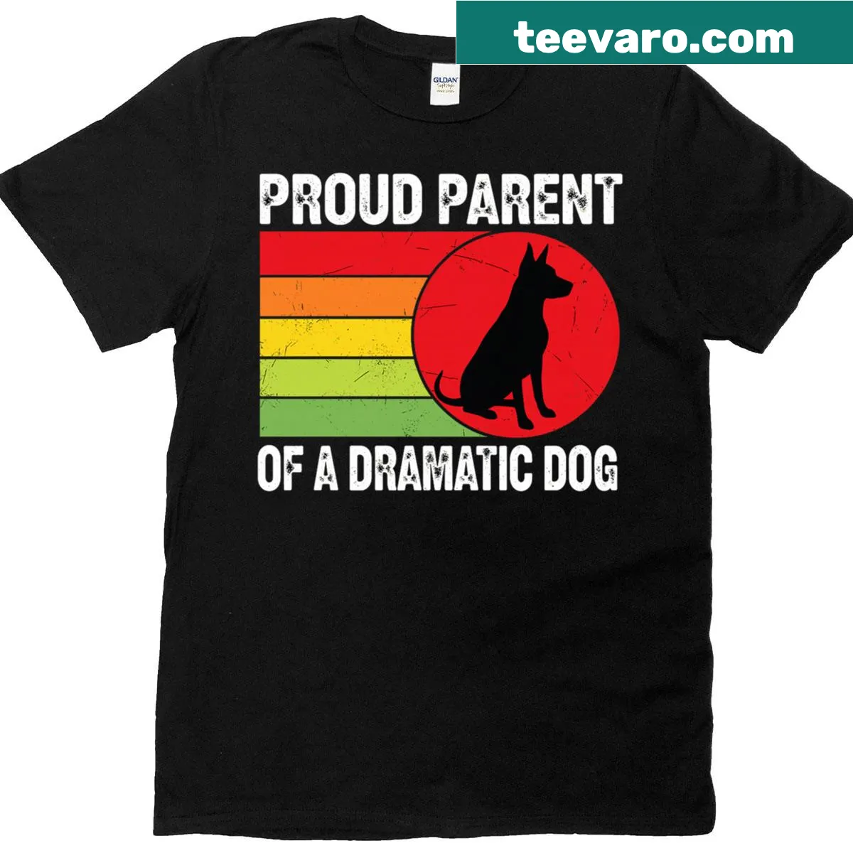 Silhouette of a dog on a retro T-shirt for proud dog parents. — on a men's t-shirt
