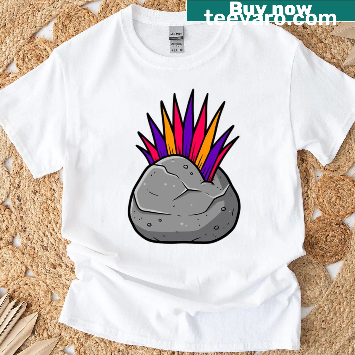 Distressed punk rock T-shirt with bold graphics — on a men's t-shirt