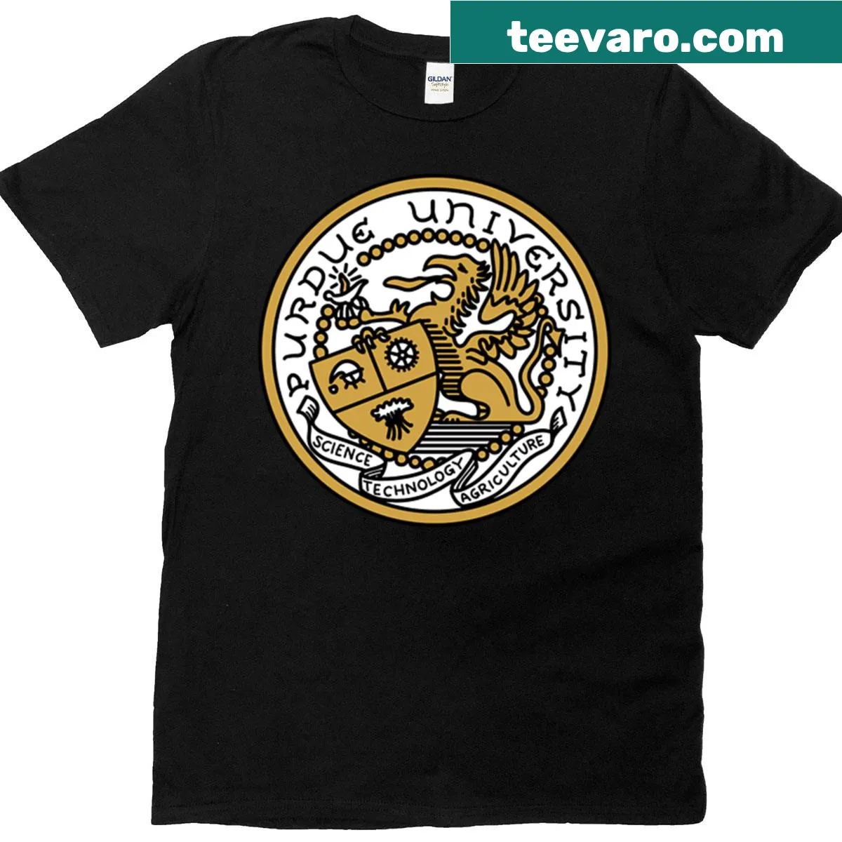 Purdue University crest t-shirt for proud students — on a men's t-shirt