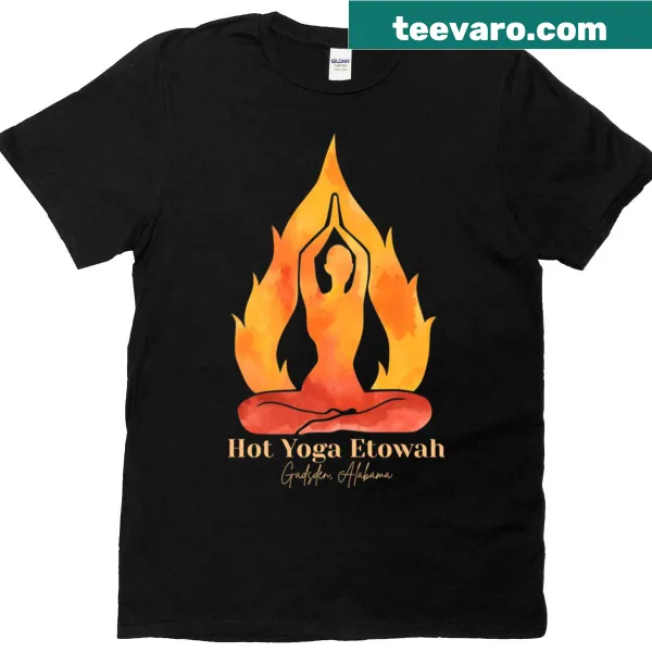 Illustrative T-shirt with a person in easy pose surrounded by flames