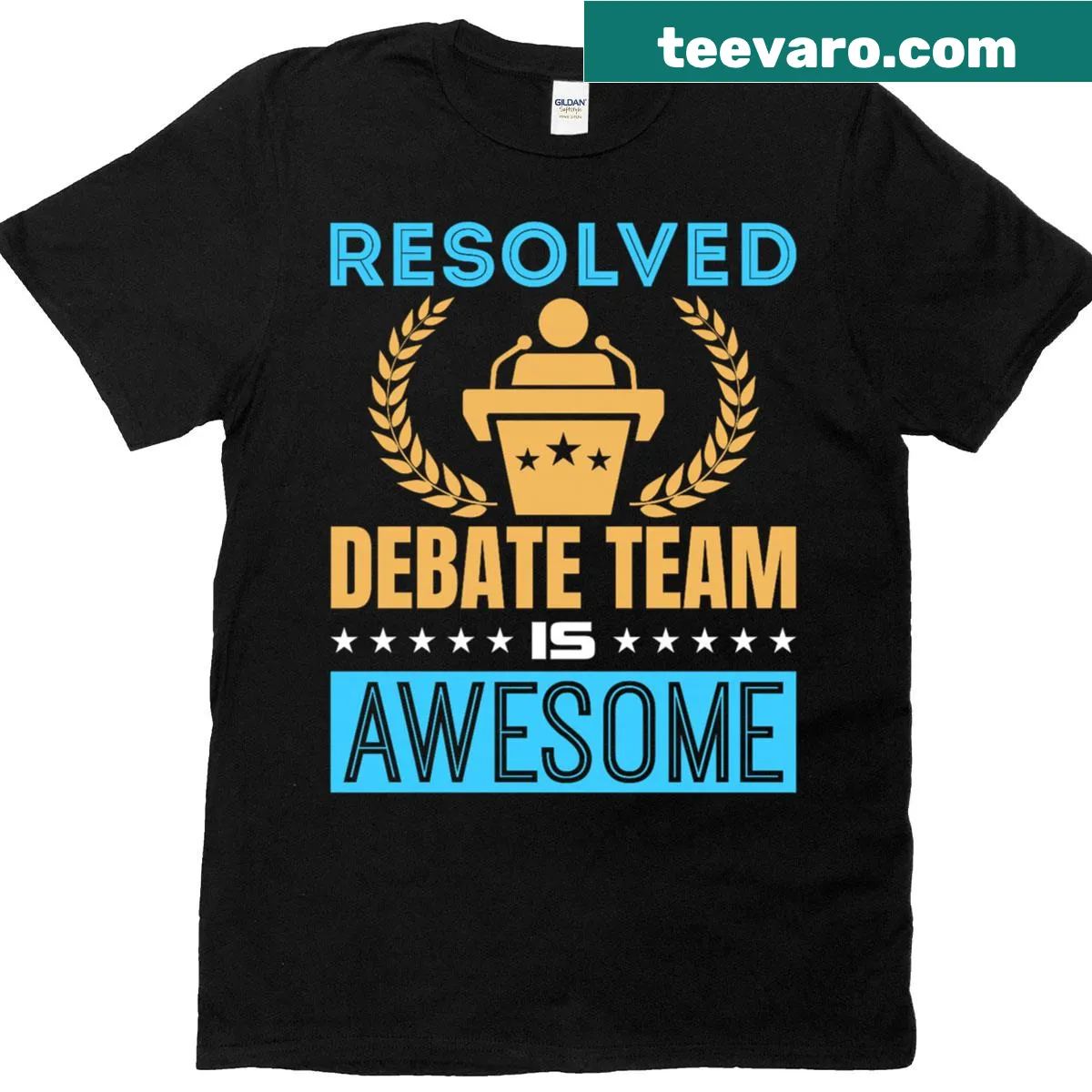Debate team pride T-shirt with bold text — on a men's t-shirt