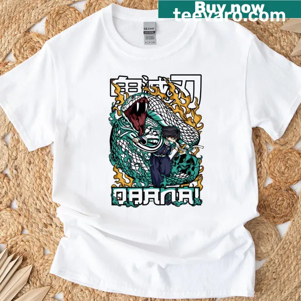 Illustration of a serpent slayer in action on a bold t-shirt