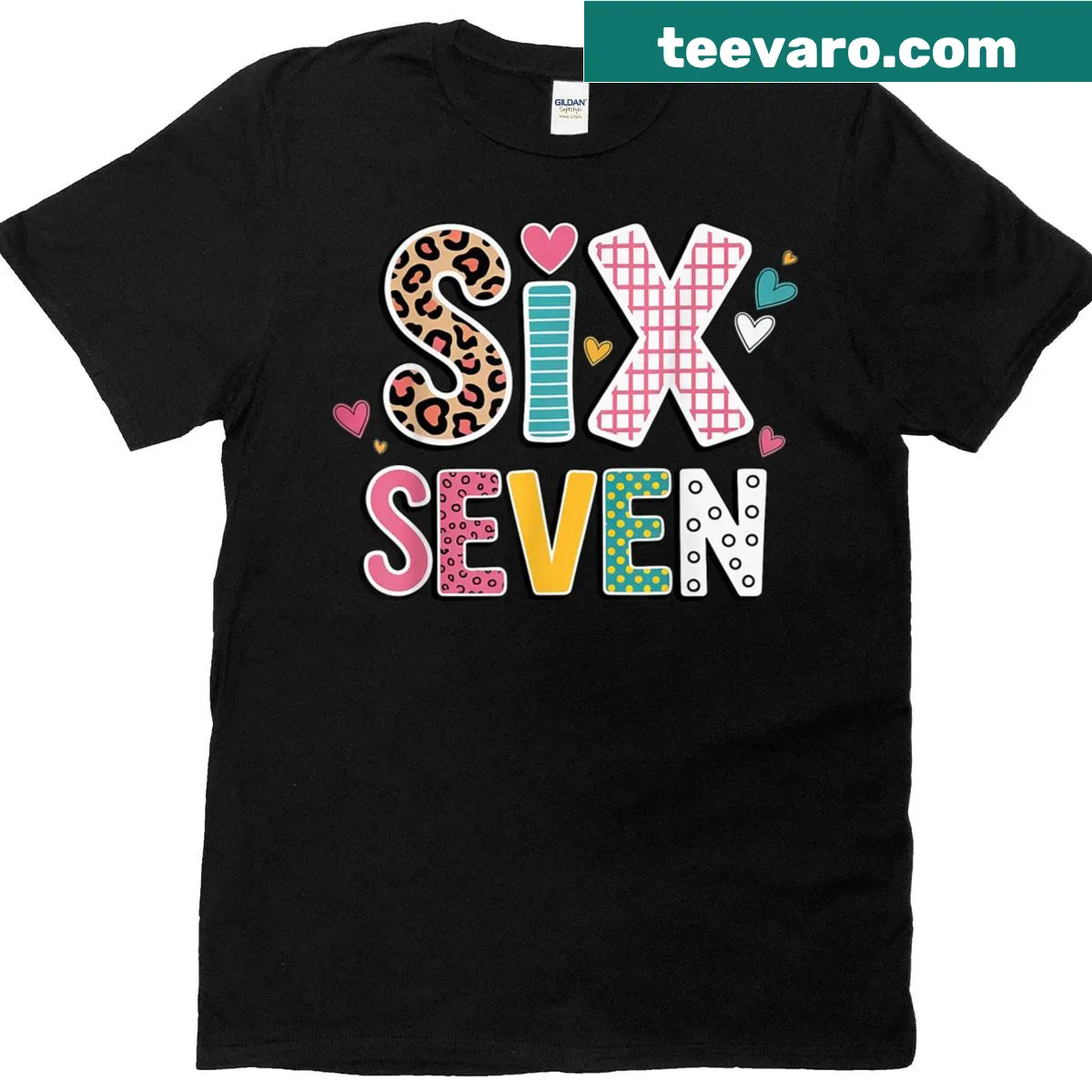 Funny teacher t-shirt with 'Six Seven 6 7' meme design — on a men's t-shirt