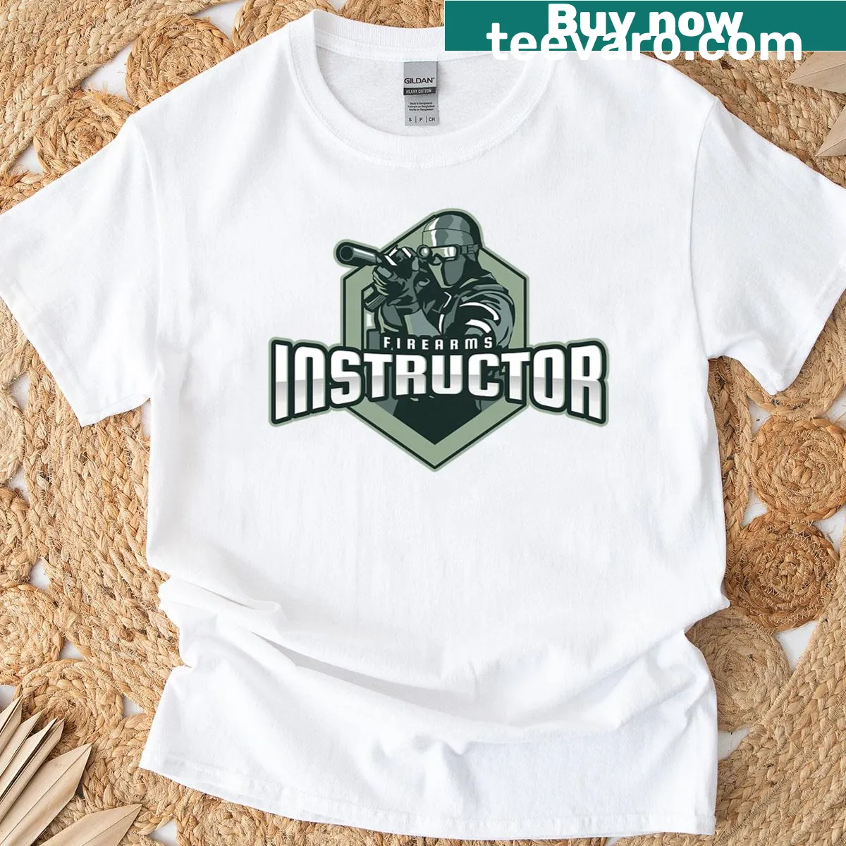 T-shirt inspired by sniper soldiers and firearms instruction — on a men's t-shirt