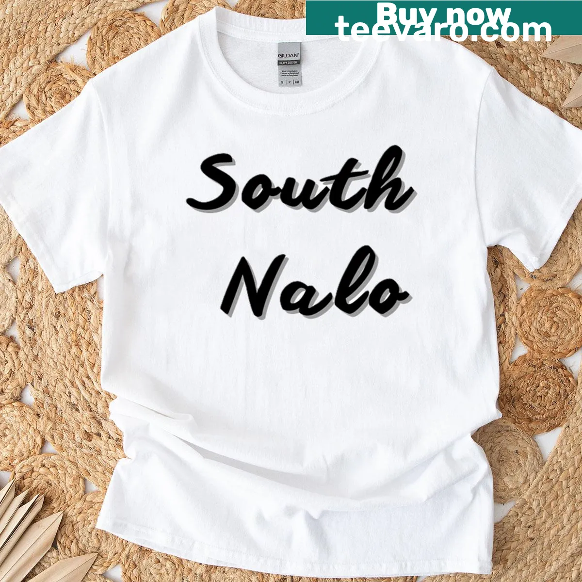Funny t-shirt with soft lettering representing South Nalo, Hawaii. — on a men's t-shirt