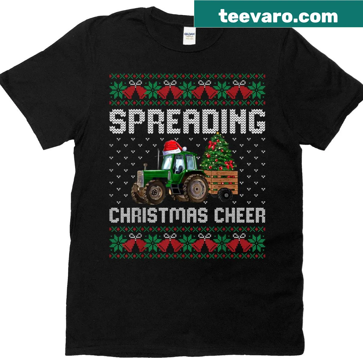 Funny tractor design on an ugly Christmas t-shirt — on a men's t-shirt
