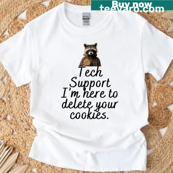 Funny tech support raccoon t-shirt with humorous graphic
