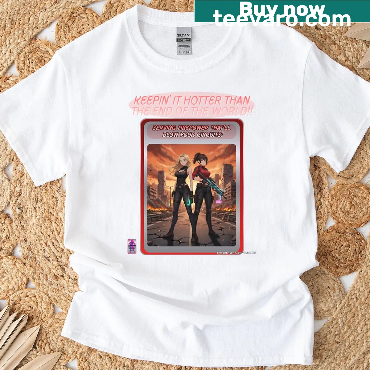 Fun typography t-shirt featuring Johnson girls phrase — on a men's t-shirt