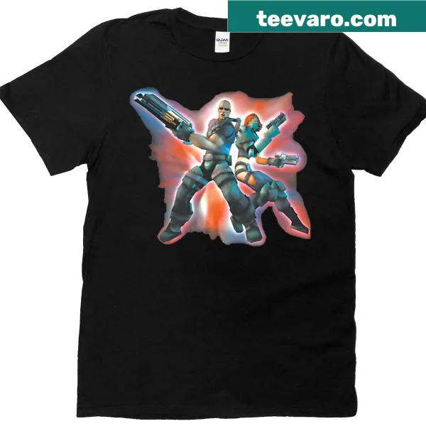 Illustrative T-shirt featuring time warriors ready for time travel adventure