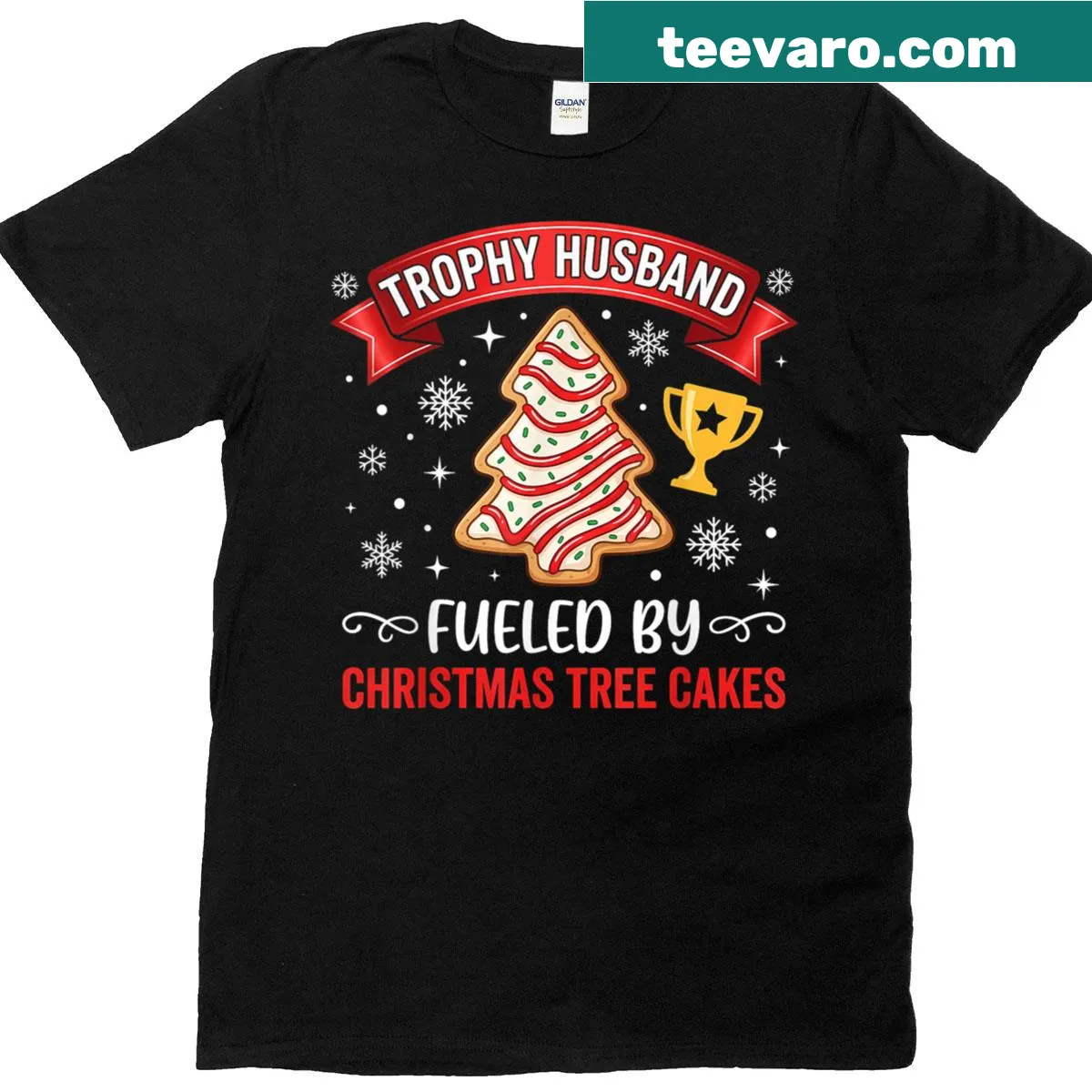 Funny T-shirt for husbands with tree cake snack theme — on a men's t-shirt