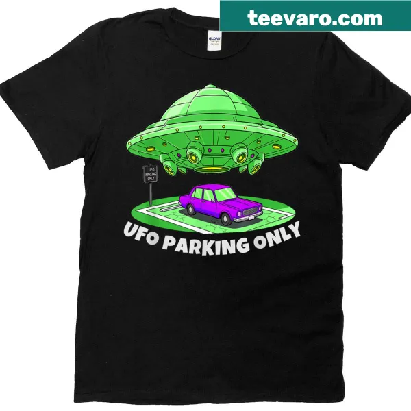 Funny alien-themed t-shirt with Ufo Parking Only text