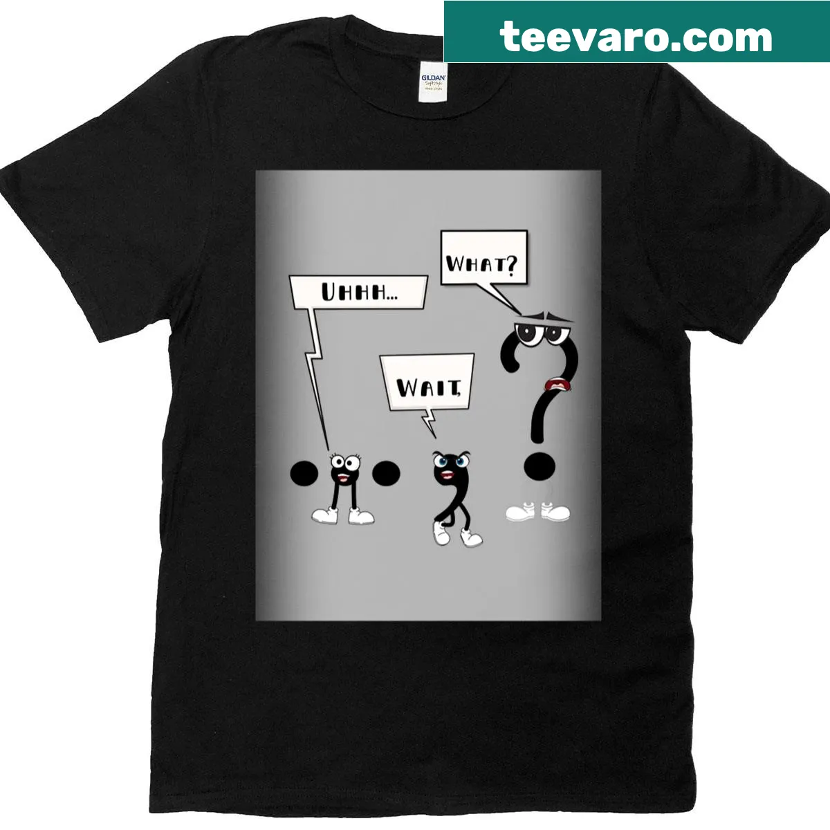 Funny t-shirt with the phrase Uhhhh Wait What — on a men's t-shirt